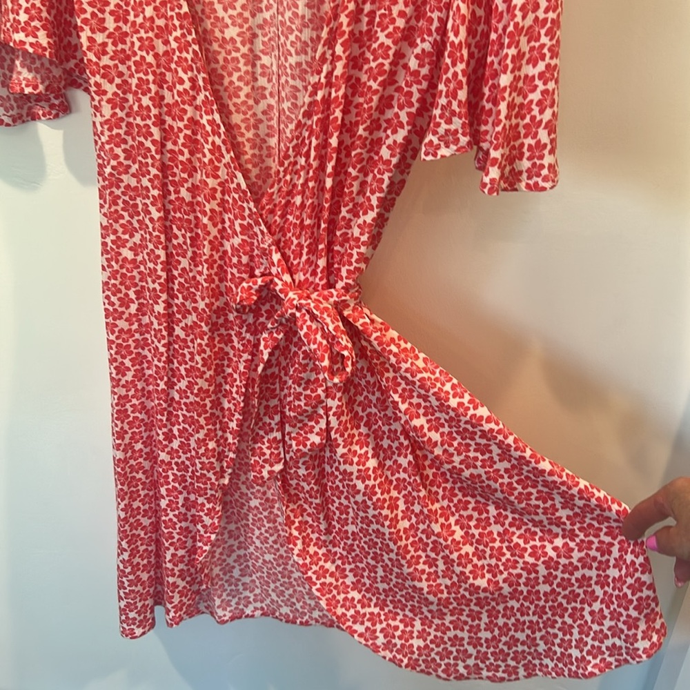 Billabong All For You Red Floral Wrap Dress - Picture 8 of 15